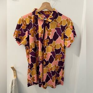 Pebble Beach Half Zip Floral Performance Golf Short Sleeve Shirt